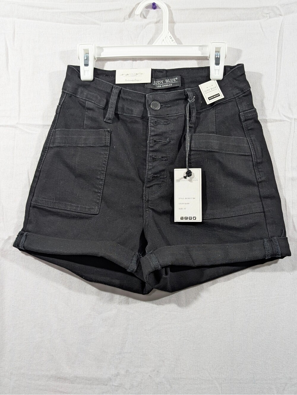 NWT Judy Blue High Waist Jean Shorts Black Size 25